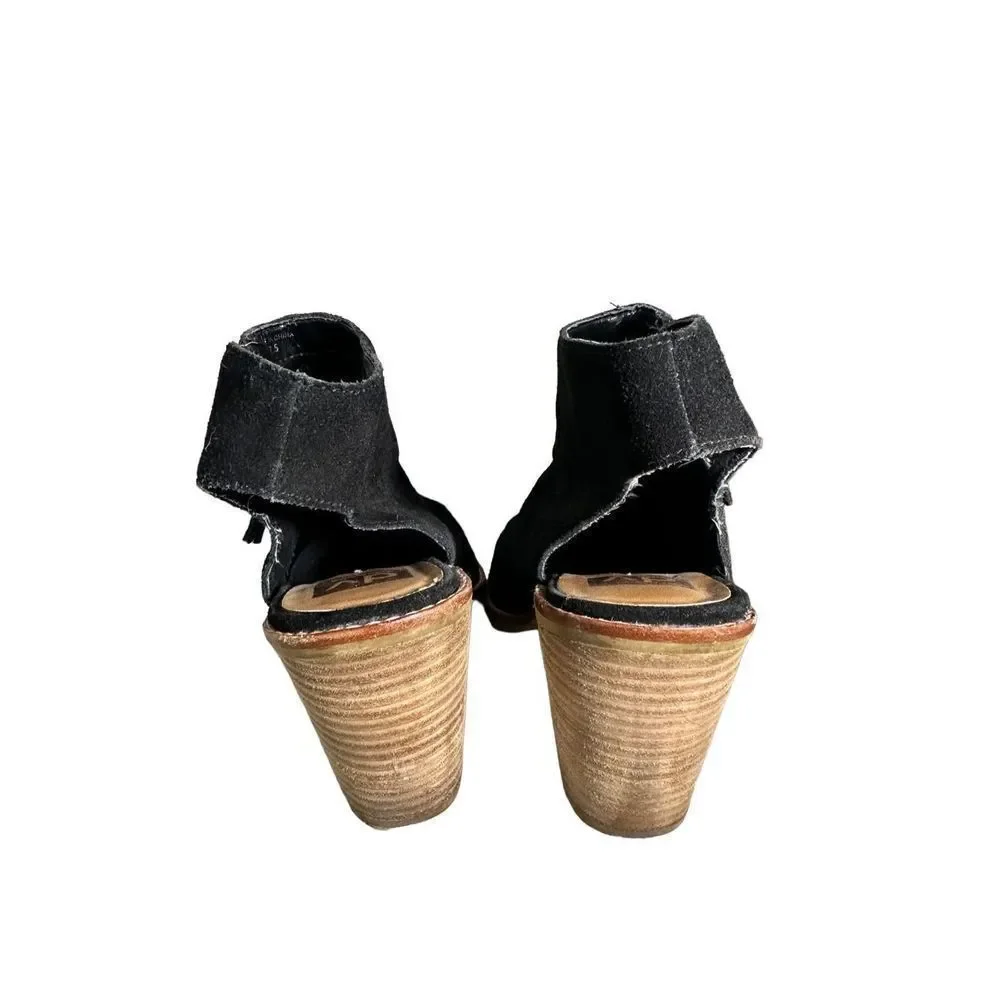 Dolce Vita Black Suede Heeled Peep Heel Bootie
